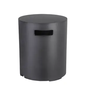 16" Propane Tank Cover Table, Round Tank Container Fits Standard 20 lb Cylinder Bottle Storage Box Hideaway Table, Gas Tank Holder for Outdoor Gas Fire Pits, Deck Backyard Patio, Cement Dark Gray, for outdoor and indoor us