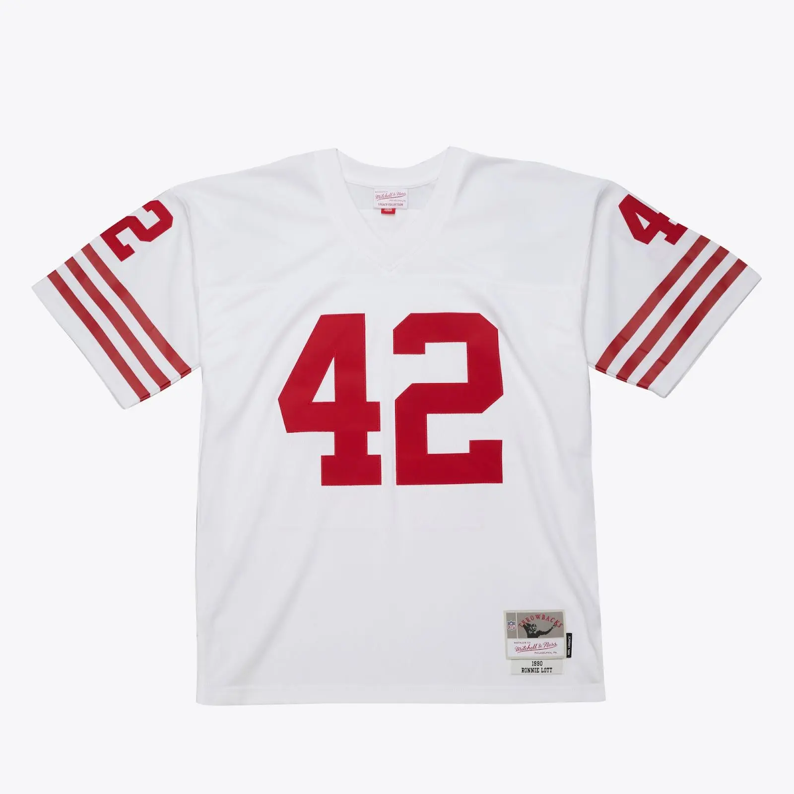 Mitchell & Ness San Francisco 49ers Ronnie Lott 1990 White Classic Numbered Front Legacy Football Fanwear Jersey