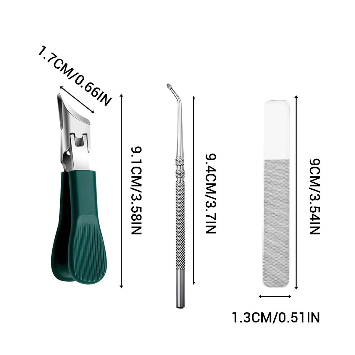 Eagle Beak Beveled Nail Clippers, 3Pcs Wide Jaw Opening Anti-Sp lash Slanted Nail Clipper, Long Handle Wide Jaw Opening Anti-Splash  Slanted Edge Nail Clipper for Thick Nails, Seniors & Ingrown Care(Green)