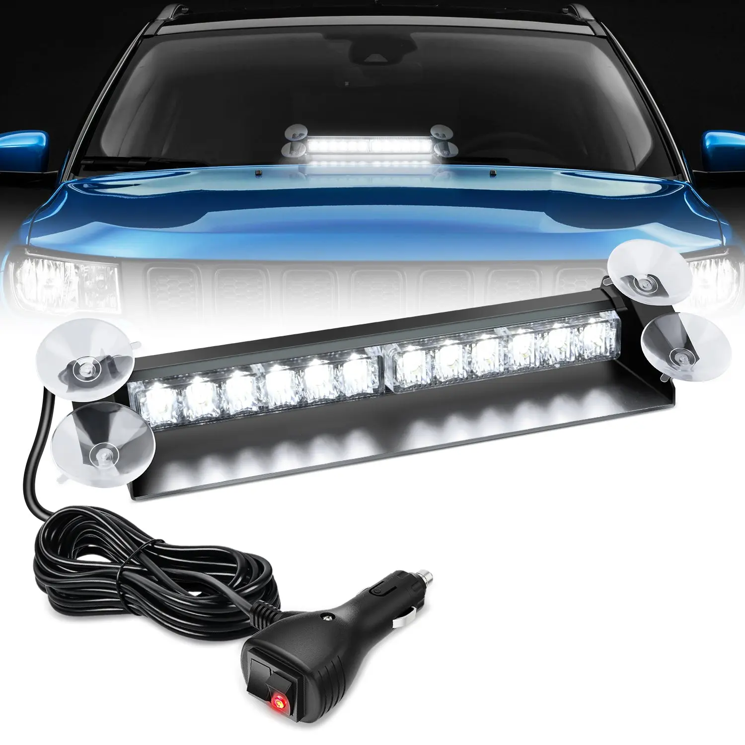 Nilight 12LED Traffic Advisor Strobe Light Bar White Working Safety Dash Front/Rear Windshield Flashing Lights for Cars Trucks Police Firefighter Plow Construction Vehicles, Light Bars For Trucks, Truck Lightbar