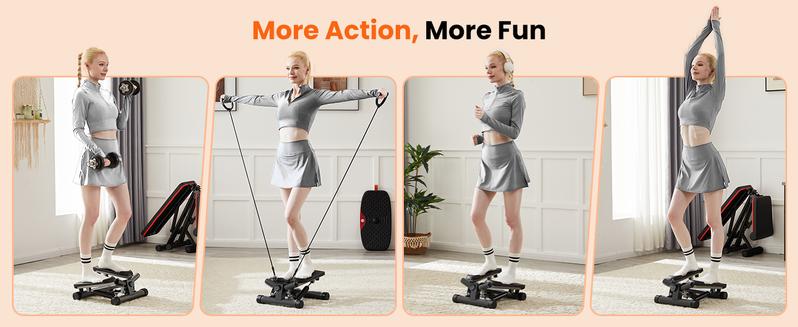 Steppers for Exercise at Home Workout Equipment, Mini Stepper Exercise Machine for Senior Citizens, Twist Stepper with Resistance Bands,