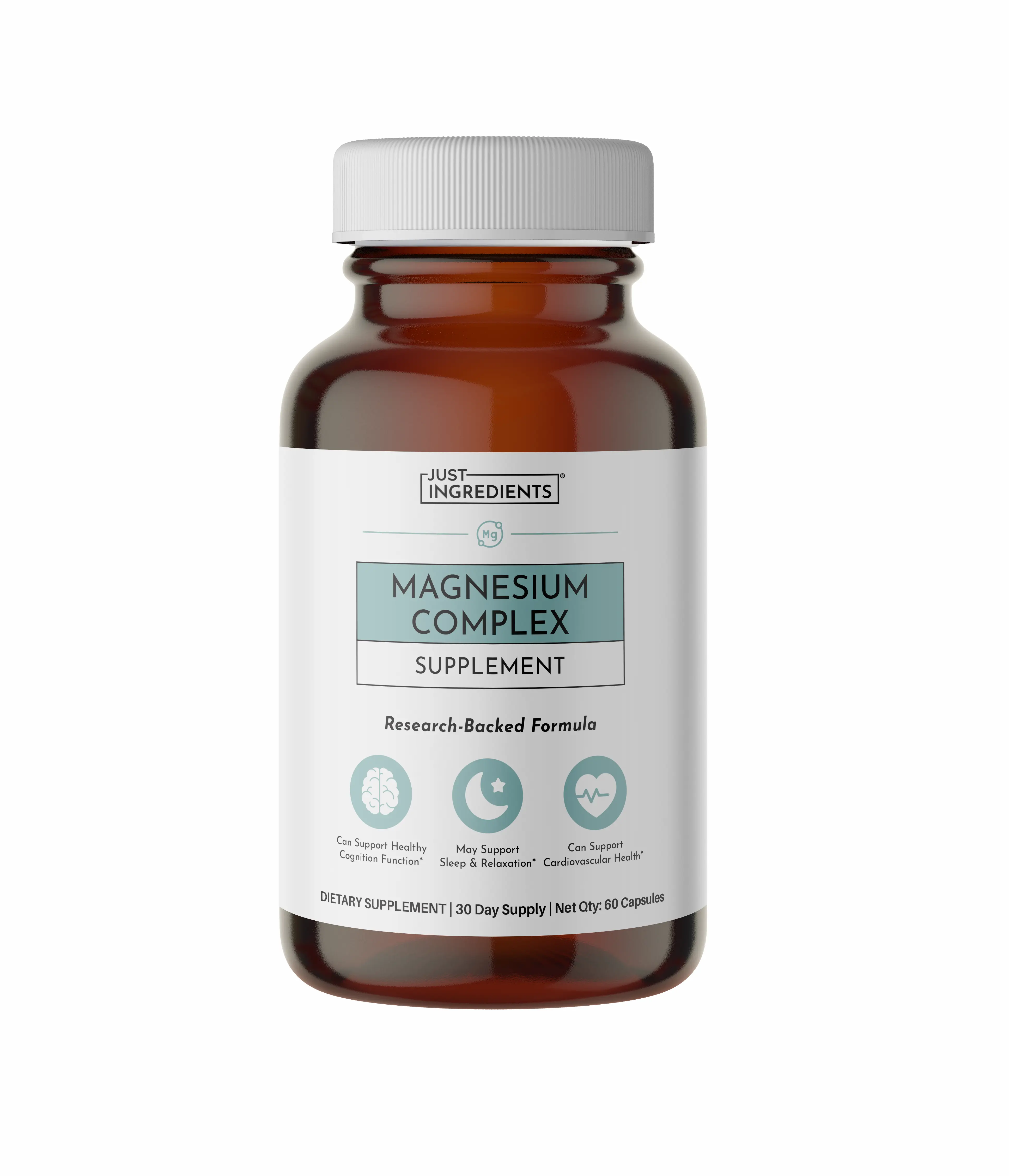 Just Ingredients Magnesium Complex – 60‑Capsule Five Bioavailable Magnesium Forms (Aquamin Sea Minerals, Malate, Orotate, Taurate, Bisglycinate) – Supports Relaxation, Sleep, Mood, Heart & Nervous System