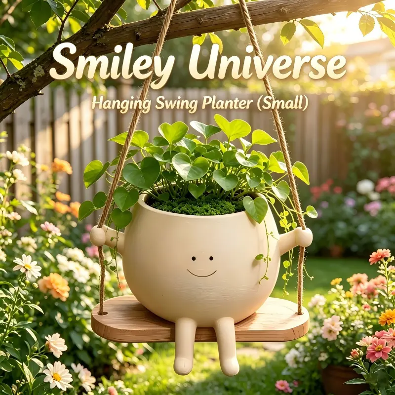 Pricetail Cheerful Smiley Face Hanging Resin Planter - High-Quality, Drainage Holes, Cute Container for Coleus, Mint, Asparagus Fern, Ideal Gift for Garden Enthusiasts, Home & Garden Decor Accessory (Fits Money Tree, Peace Lily)
