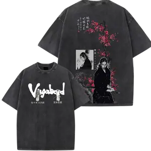 Aesthetic Vagaboond Washed Tee, Heavyweight Vintage Cotton Shirt, Japanese Seinen Manga Graphic, Birthday Gift for Anime Fans  | GN270226.R2801.ID00