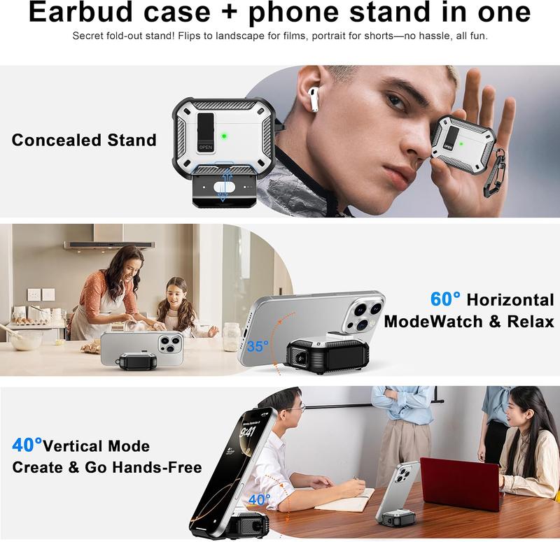 AirPods Pro 3 Generation Case Cover with Cleaner Kit, Military Hard Shell Protective Armor with Lock for AirPod Gen 3 Charging Case 2021,Front LED Visible,White