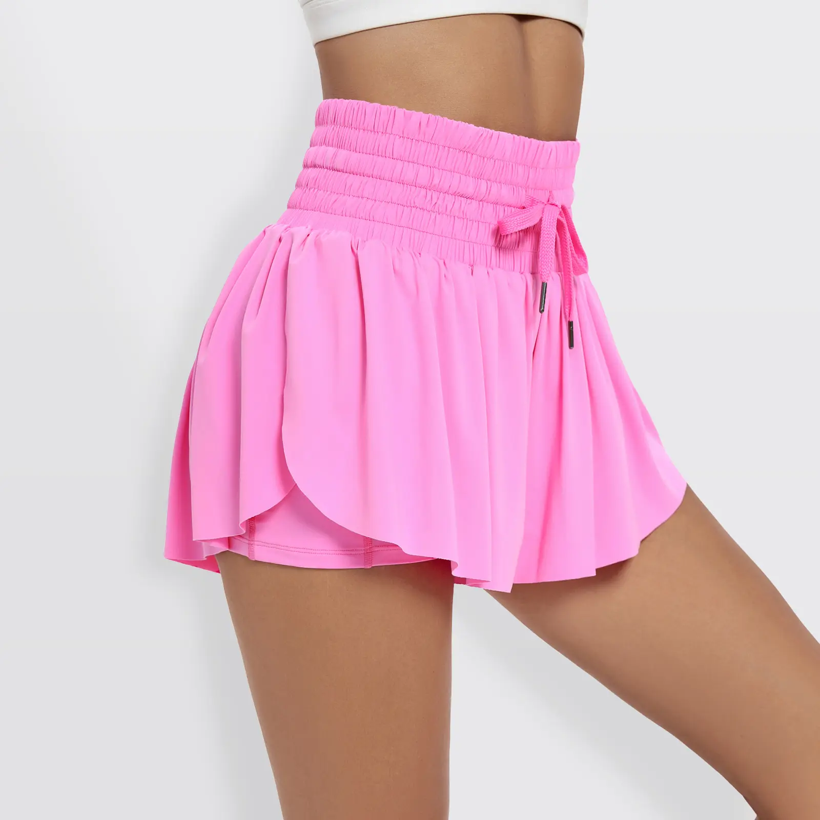 Women's 2-in-1 High Waist Pocket Drawstring Athletic Sports Shorts,Casual Shirred shorts, Gym Clothes, Sport & Outdoor Clothing for Yoga Workout Running, Women Workout Clothes, Gym Shorts for Women, Workout Shorts, Activewear