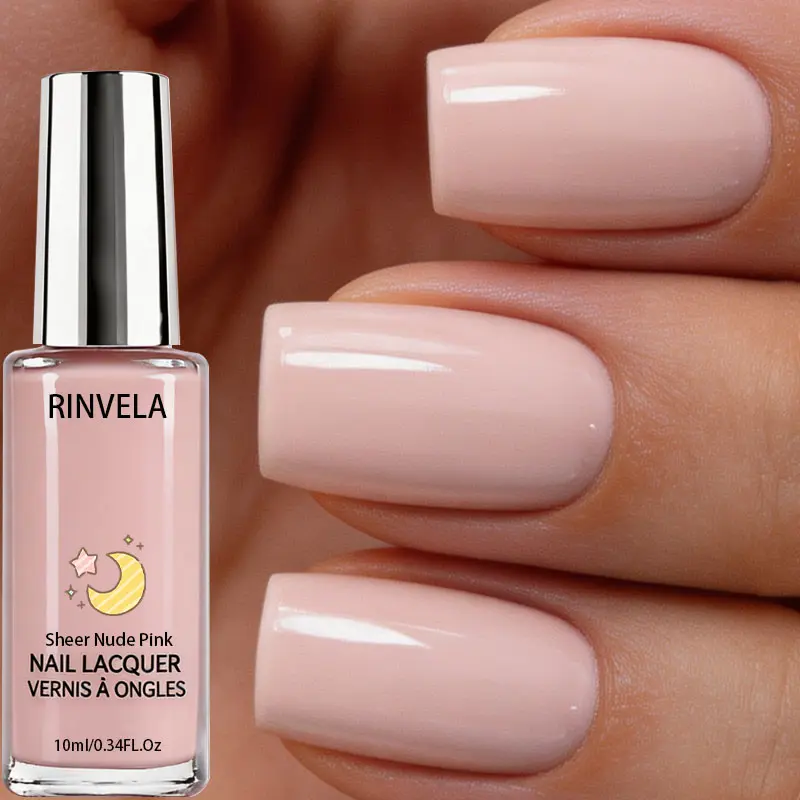 Natural Sheer Nude Pink Nail Polish, Light Gloss Long-Wear Nail Lacquer, Minimalist Everyday Gift for Girls