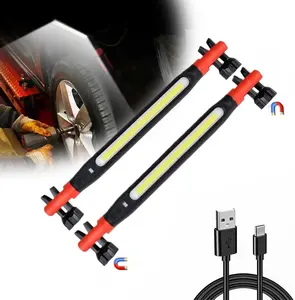 2026 New Magnetic Work Light Under Hood Rechargeable LED Bar for Mechanics Car Repairing Garage 360° Adjustable 3 Lighting Modes Red