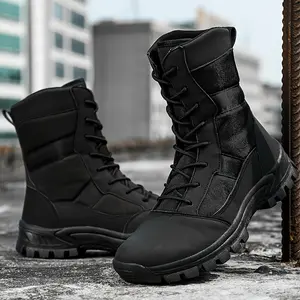 High Top All Season Tactical Boots Men Women Durable PU Upper Breathable Fabric Inner Slip Resistant TPR Sole Round Toe Military Hiking Combat Outdoor Sport 2026