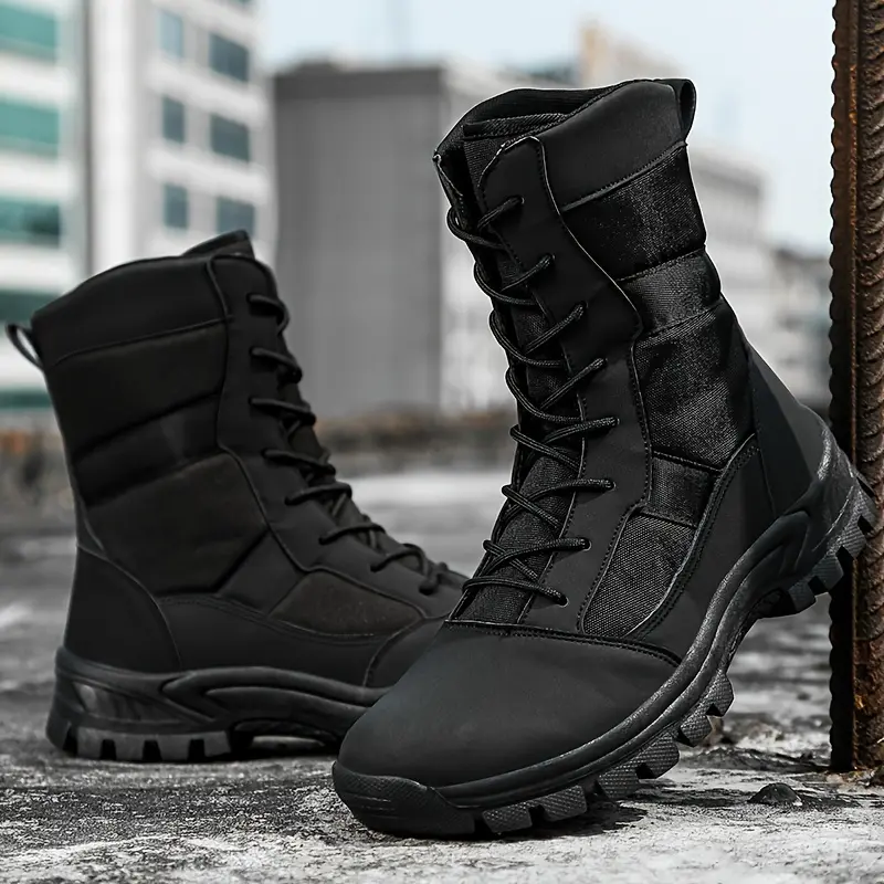 High Top All Season Tactical Boots Men Women Durable PU Upper Breathable Fabric Inner Slip Resistant TPR Sole Round Toe Military Hiking Combat Outdoor Sport 2026 style ladies daily active stylish versatile essential
