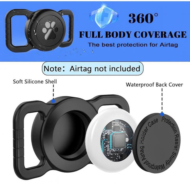 [Valentine's Day] Tukio Waterproof Airtag Dog Collar Holder - Silicone Anti-Lost Protective Case for Apple Airtag/GPS Tracker(Find My for ios) Fits All Collar Widths Pet Gear