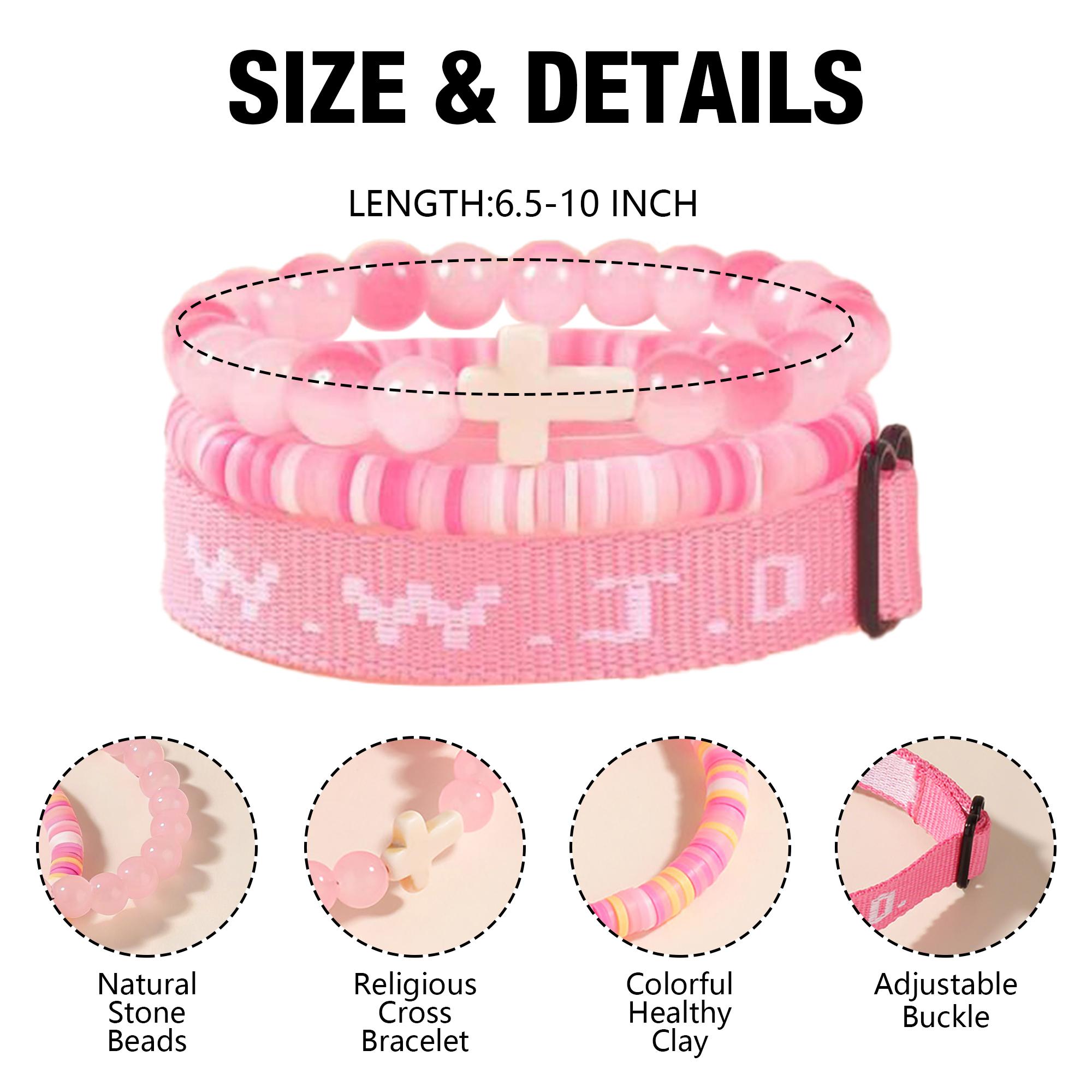 SeSe Code WWJD Beaded Bracelet With Cross Charm Adjustable And Stackable Jewelry For Sweet Girls Daily Wear