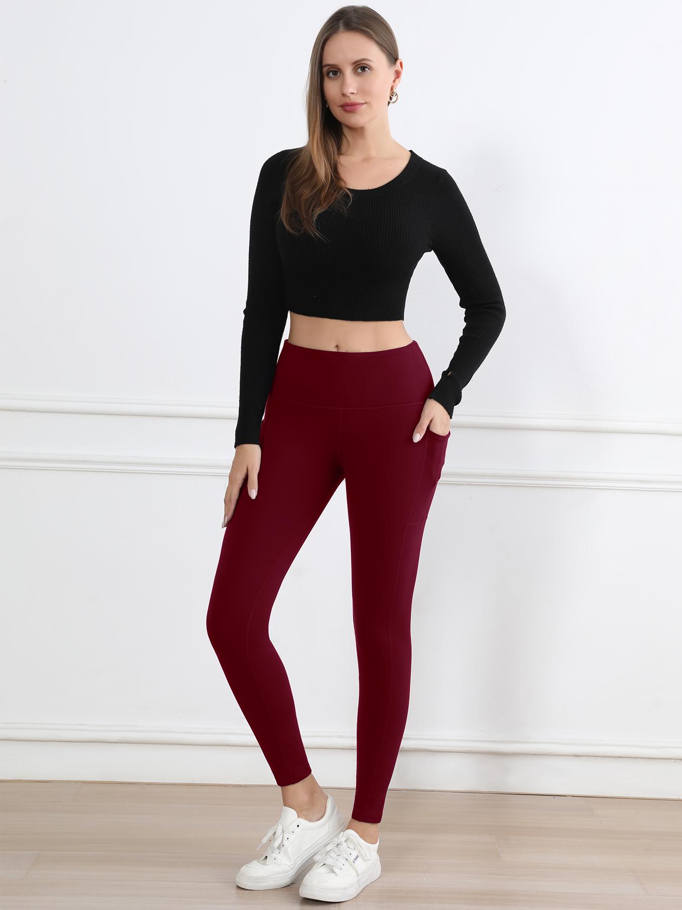 CHRLEISURE 3PCS Leggings with Pockets High Waist Women's Workout Wear Pants for Yoga Regular style and Fleece-lined style