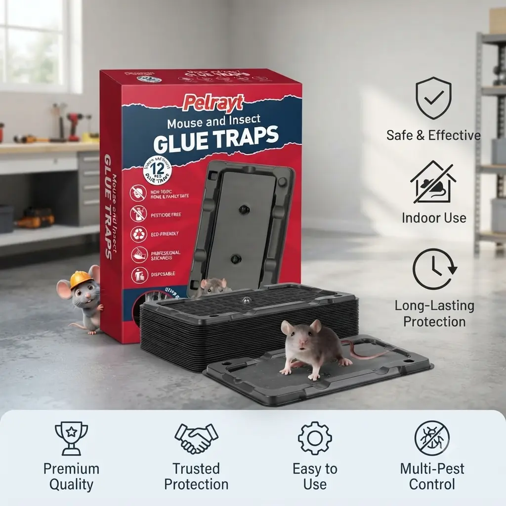 Glue Mouse Traps Indoor for Home -12 Pack Sticky MouseTraps Indoor for Safe Home Pest Control. Pre-Scented, Non-Toxic Glue Boards for Mice, Mouse & & Insects. Easy to Use