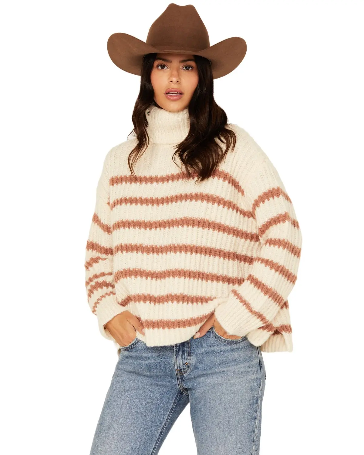 Sadie Women's And Sage Women'S Striped Turtleneck Sweater - Ae3442