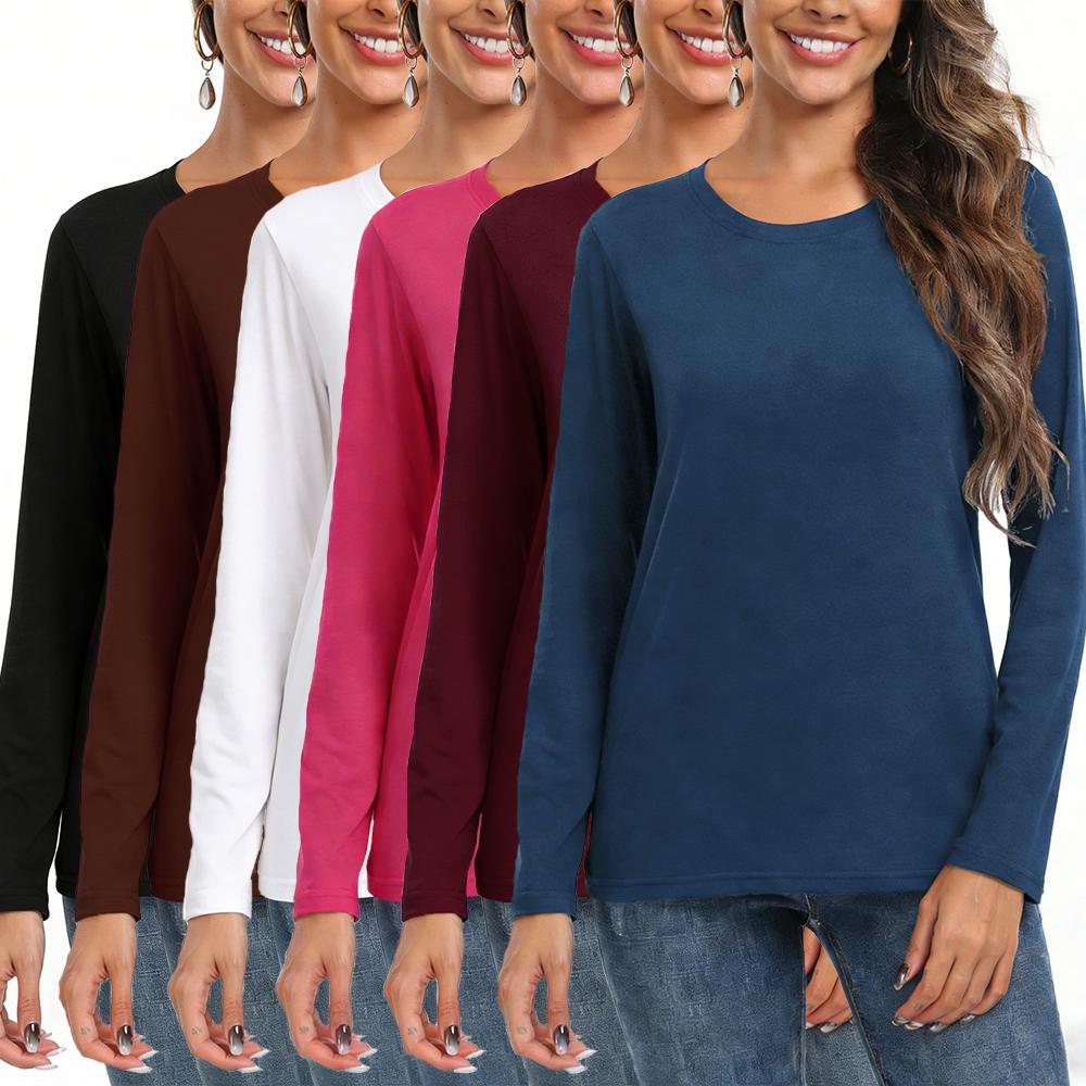 【Limited time deal】【Fast Shipping】Women's Loose Fit Long Sleeve Crewneck Tops - Basic Casual Shirts for Layering