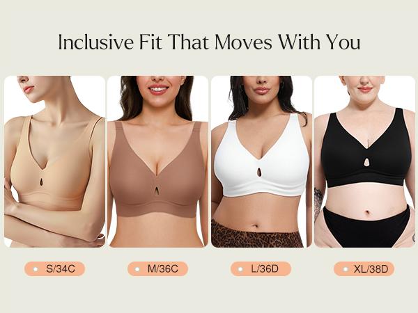 Popilush Deep V Bralette - Keyhole Detail Wireless Bra with Soft Support for All Seasons Women's Underwear & minimizer bra Popilush Deep V Bralette - Keyhole Detail Wireless Bra with Soft Support for All Seasons Women's Underwear & minimizer bra