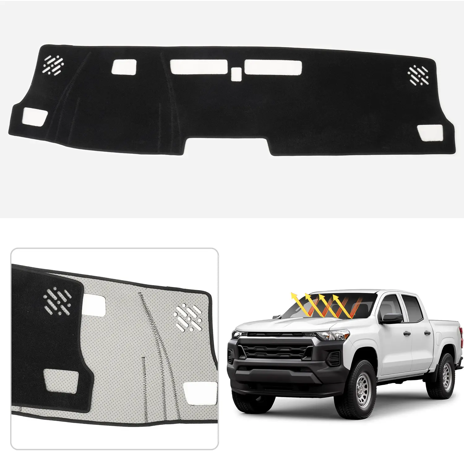 Canvcle Custom Fit Foldable Car Dashboard Cover, Chevy Chevrolet Colorado 2023-2026 Car Accessories, Non-Slip Polyester Mat with Silicone Backing for Easy Installation & Protection