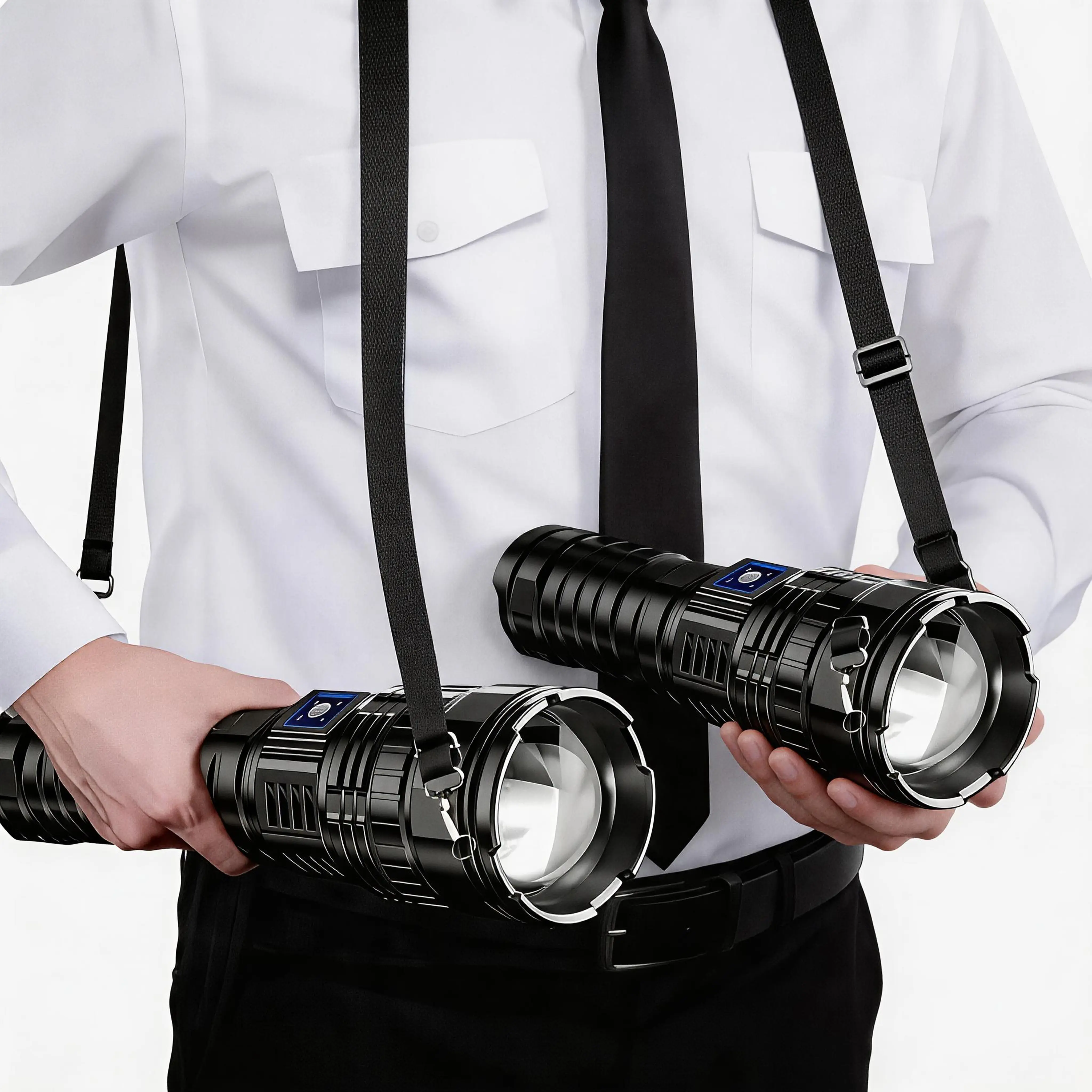 SKYWOLFEYE 2-in-1 High Lumen Brightness Flashlight Power Bank, Rechargeable with USB Port, Digital LED Display, Zoomable Adjustable Beam Torch Lights, Waterproof, Emergency Outdoor Gadgets for EDC Survival Camping, Emergency Use
