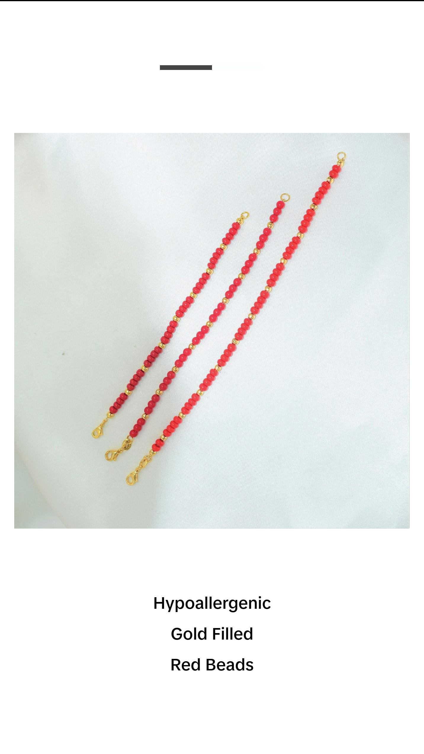 Gold Filled Red Beads Protection Bracelet for Baby - Hypoallergenic and Durable