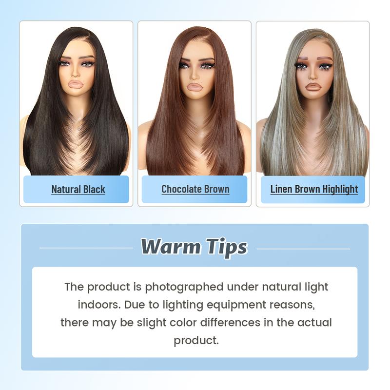 Synthetic 9x7 Glueless C-Part Layered Wig Wear and Go Lace Front Straight Wig Pre Plucked Pre Cut Vivid Self Growing Clean Hairline with Tiny Knots