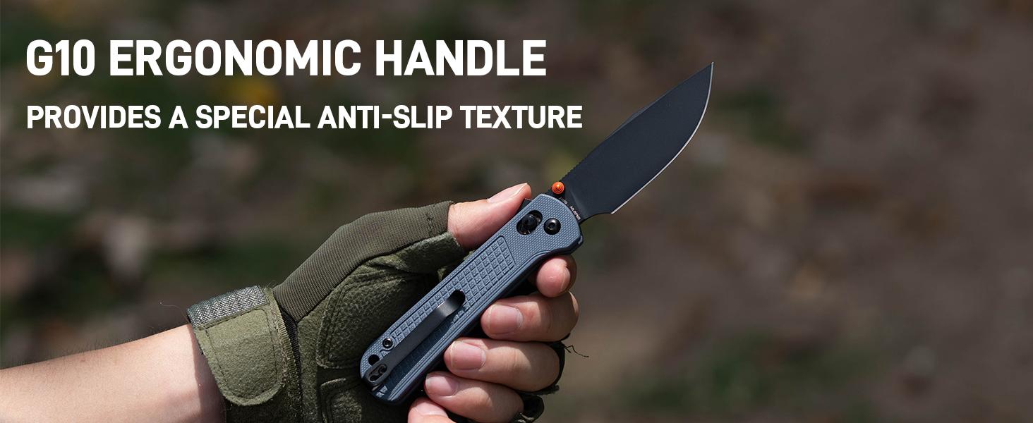 CJRB Bolt Folding Pocket Knife, 3.25'' AR-RPM9 Steel Blade G10 Handle EDC Knife with Recoil Lock Pocket Clip for Men Women Camping Survival Hiking