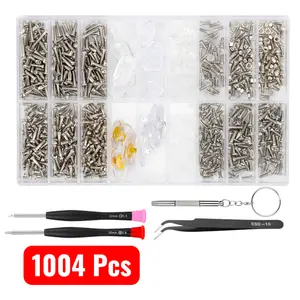 1004Pcs Eyeglass Repair Tool Kit - Precision Screwdriver Set with Screw Nut Nose Pad, for Glasses, Sunglass, Watch Clock Repair