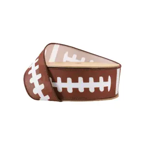 1 1/2" Faux Linen Wired Ribbon | Football Laces | 10 Yard Roll