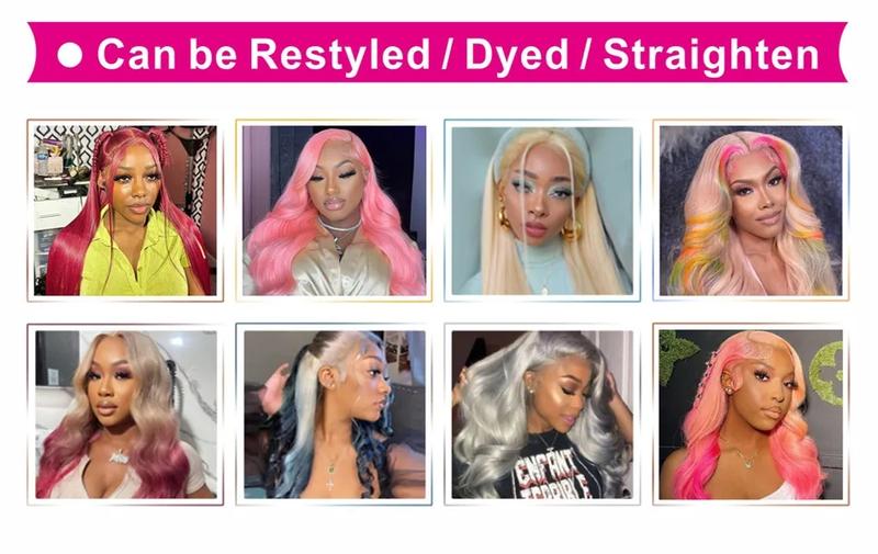 Hot Star 613 Blonde and Neon Red Straight and Body Wave HD Transparent 13x6 Lace Front Human Hair Wigs for Women Glueless Brazilian Lace Frontal PrePlucked Wig TikTokShopBlackFriday