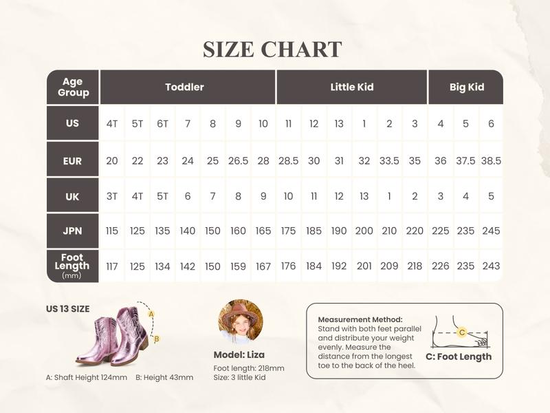 PATPAT Girls Cowgirl Boots,Embroidered Pointed Toe Cowboy Boots with Side Zipper Western Riding Shoes for Little Kid/Big Kid