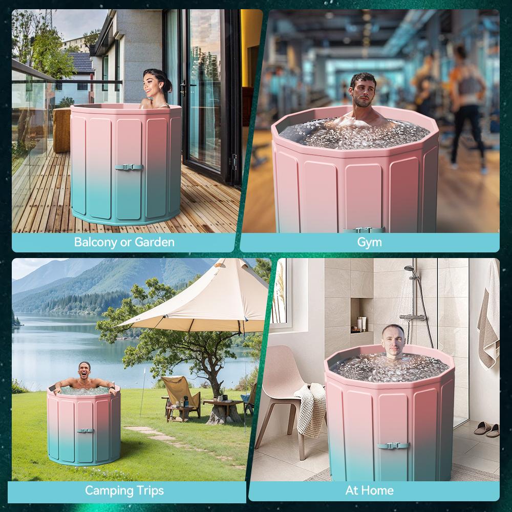 Portable Ice Bath Tub, Foldable Bathtub for Fast Muscle Recovery, Home Outdoors Gyms, Quick Opening without Installation, No Water Leakage, Ice/Hot Universal soaker  tub, Large Size 77 Gal