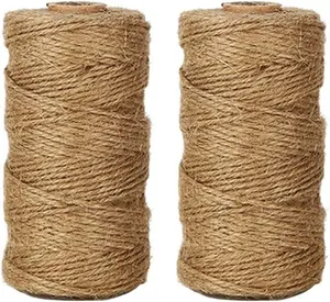 Tenn Well Natural Jute Twine, 656 Feet 1Mm Thin Rustic Twine String for Arts & Crafts, Gift Wrapping, Gardening, Wedding, Halloween Decor, Christmas Ornaments (2PCS X 328 Feet)