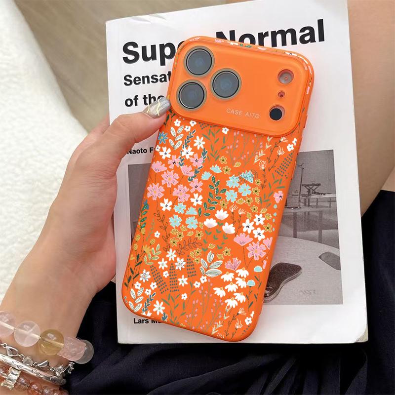 Fresh Floral Print Phone Case for iPhone 17 Pro Max 17Air 17 16E 16 15 14 13 12, Ultra Skin-Friendly TPU, All-Inclusive Glass Lens Protection, Aesthetic Flower Pattern Gift, Dopamine Ins Style Summer Cover, Shockproof Slim Case, Lens Window Design