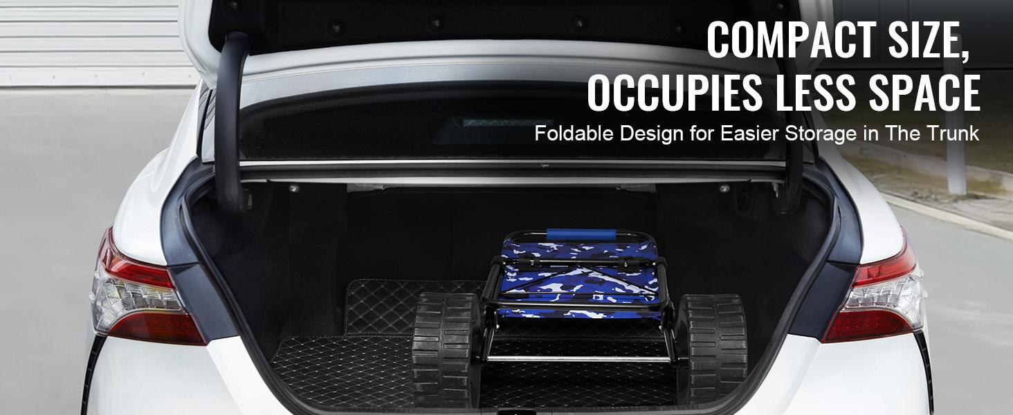 VEVOR Beach Dolly with Big Wheels for Sand,  15.4" x 15.7" Cargo Deck, w/ 10" PE Solid Wheels, 69LBS Loading Capacity Folding Sand Cart, Heavy Duty Cart for Picnic, Camping, Fishing, Beach, Gardening