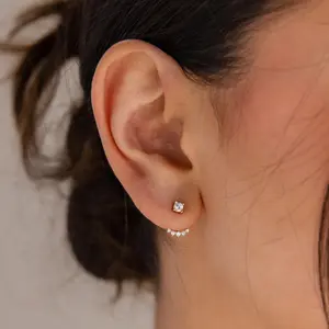 Round Diamond Ear Jackets by Caitlyn Minimalist