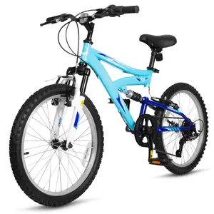 Hykolity Kids Mountain Bike 24 inch MTB Bicycle Age 8-14 Years Height 56-66 in Tween Cycling Full Suspension Sport Outdoor Bikes