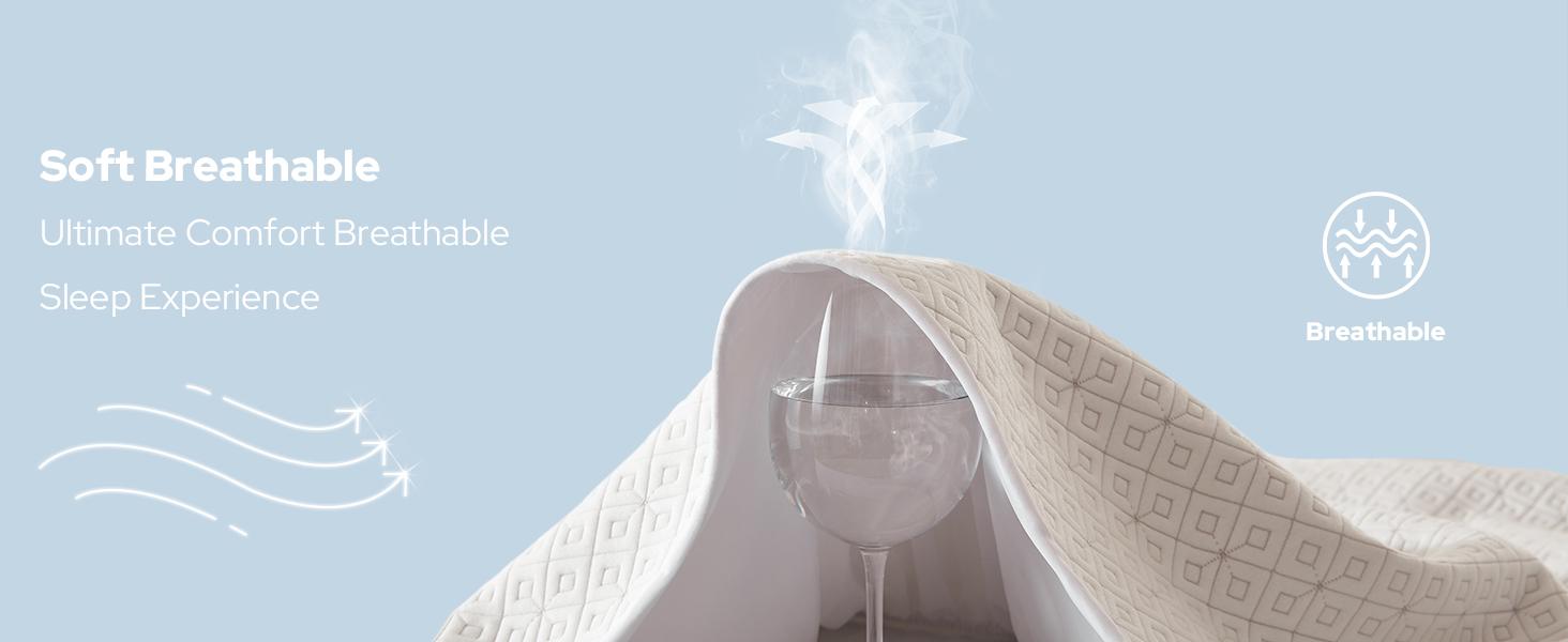 SpringGlowUp【BEDLORE】Breath Easy Grid Waterproof Fitted Sheet – Ultra-soft, breathable deep pocket mattress cover with non-slip elastic. Noiseless, washable, secure fit for hotels, apartments, kids' beds