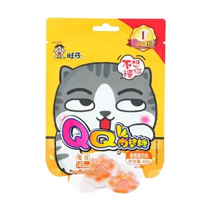 WANGZAI Cat Paw Gummy Candy - Orange Yogurt Flavor, Soft & Chewy QQ Candy, 45g