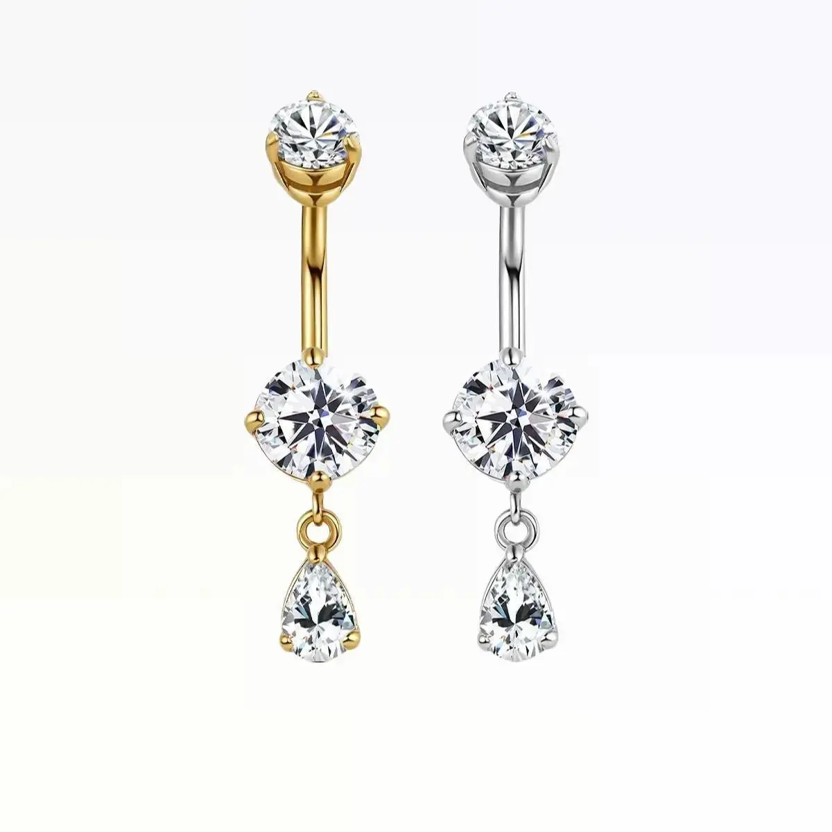 OUFER 14G Shiny CZ Dangle Belly Button Piercing, Non Tarnish Stainless Steel Female Body Jewelry, Cute Accessories for Women