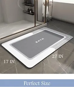 Bath Mat-Bathroom Mat Rug Non Slip Super Absorbent Stain Resistant Quick Dry Thin Bath Rug-Bath Mats for Bathroom Floor Bathtub Vanity-Bathmat Bath Rug Easy Care-17"x27" Grey