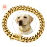 14MM Cuban Link Dog Chain Collar, 18K Gold Plated & Silver Stainless Steel Solid Dog Collar,  Luxury Heavy Duty Chew-Proof Dog Necklace, Sizes 10–28 Inch Trendy, Gold Plating