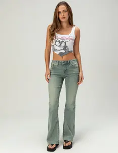 TRUE RELIGION Becca Womens Mid Rise Arched Logo Bootcut Jeans