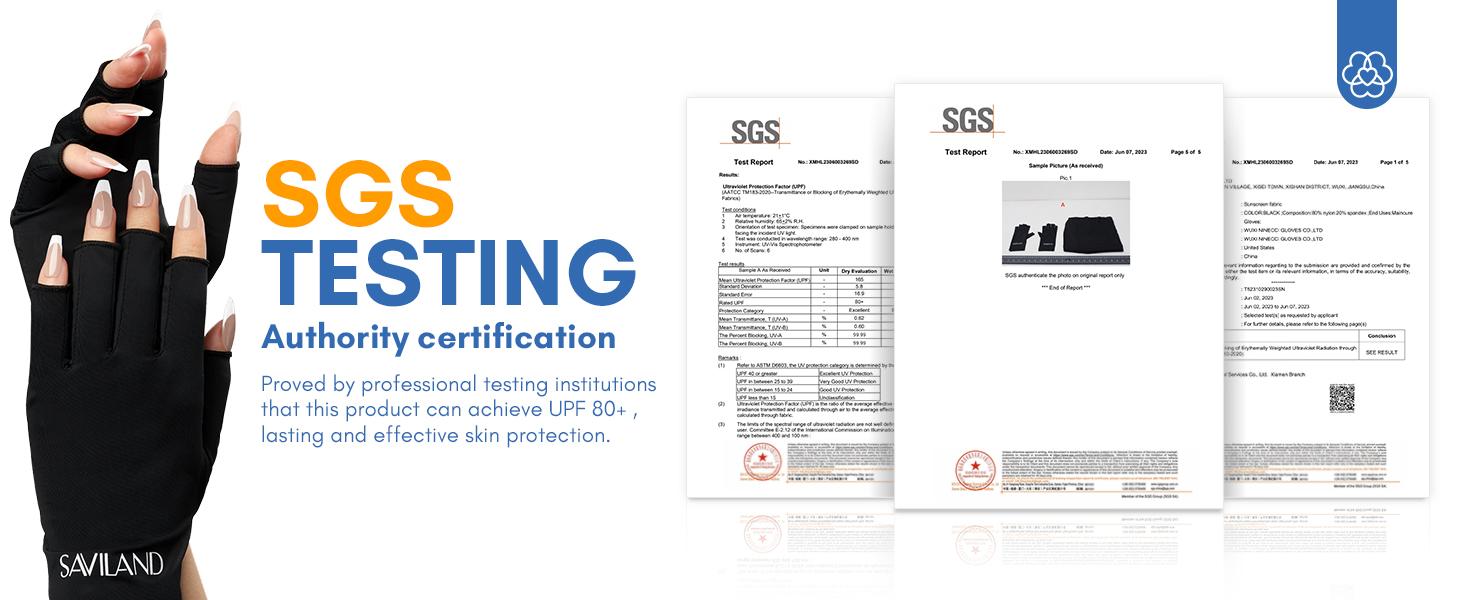 SAVILAND UV Gloves for Nails: Professional UPF200+ Fingerless Gloves Protect Hands UVA & UVB while Doing Gel Manicures Preventing UV Harm (Black)