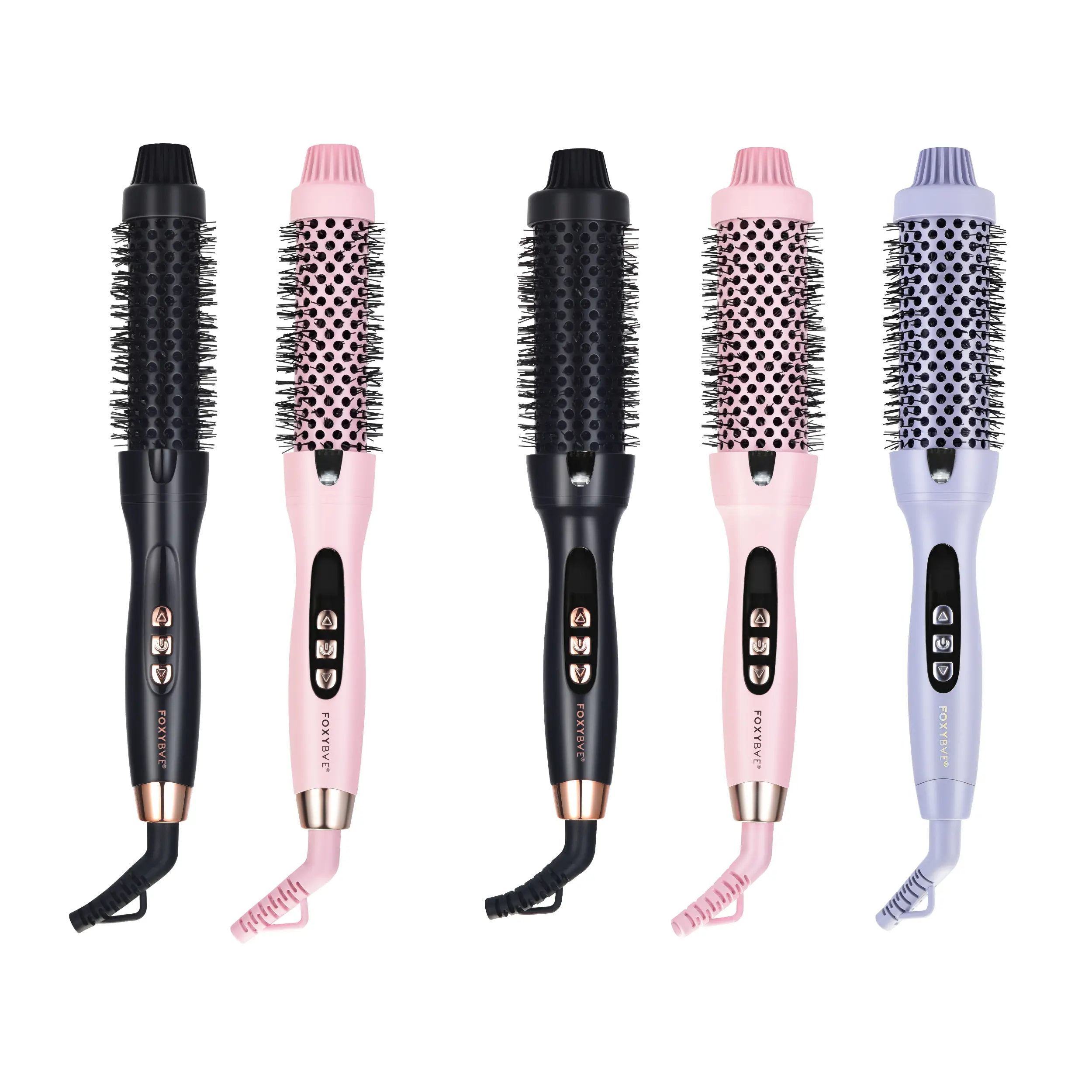 FoxyBae Hottie Hot Heated Round Brush – 1.25” & 1.5” Thermal Round Brush for Volume & Smooth Finish – Tourmaline Ceramic – Adjustable Digital Temperature Control