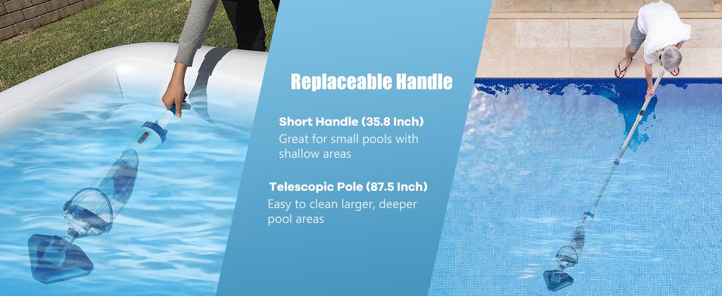 【Spring Cleaning】Enhulk Pool Vacuum for Above Ground Pools with Telescopic Pole Rechargeable Hand Cleaner 18.5 Gals/Min Deep Cleaning Cordless Battery Operated