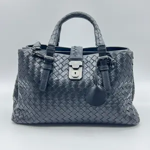 Pre-owned Bottega Veneta Leather Tote Bags Intrecciato Roma Small Black