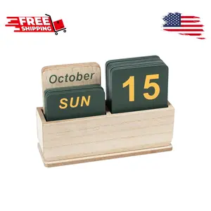 Wooden Block Perpetual Calendar for Desk