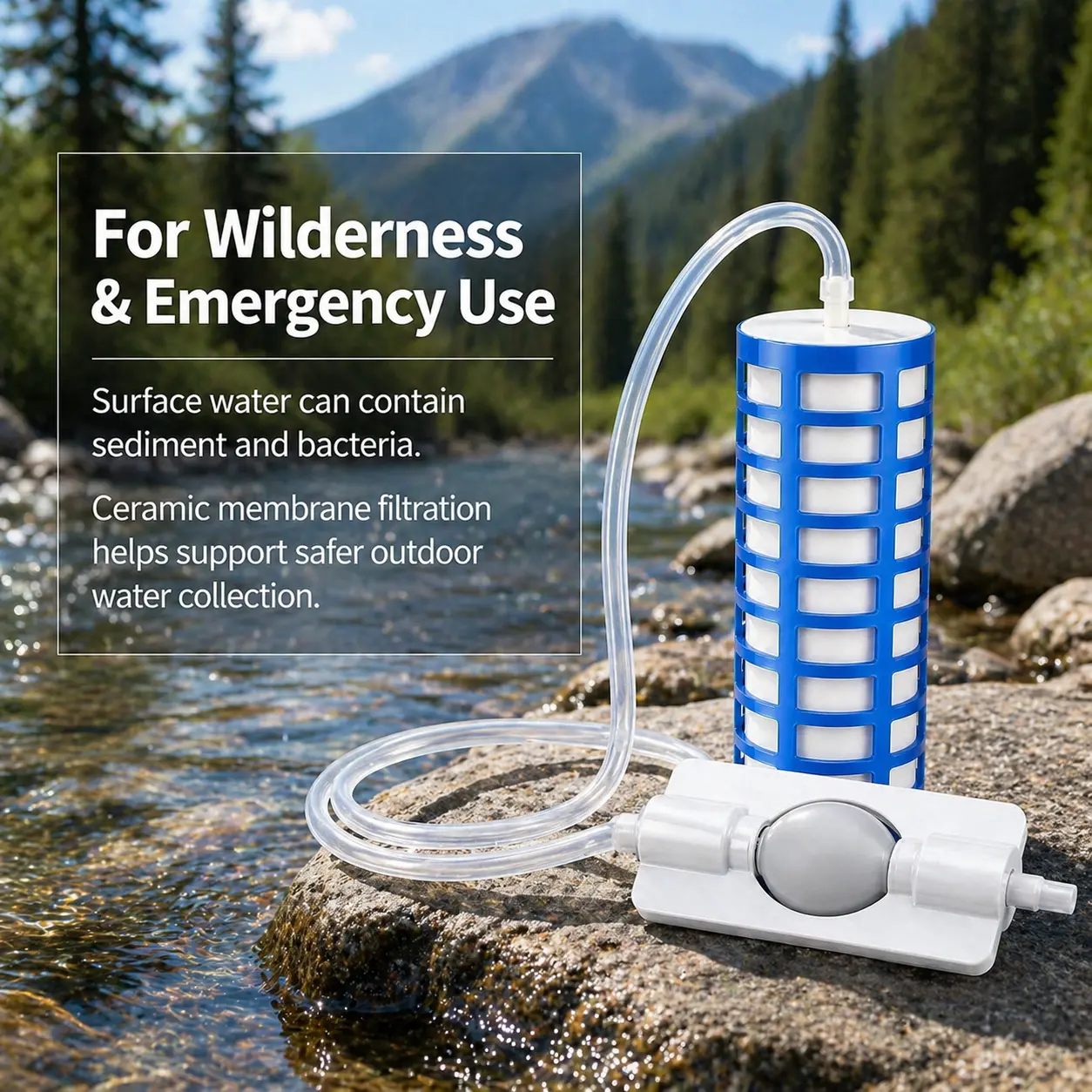 Automatic Water Purification Unit Survival Water Purifier Kit, Portable Water Filter with Ultra-Fine Ceramic Membrane, Helps Reduce Bacteria, Pathogens and Sediment, Not a Traditional Filter Straw