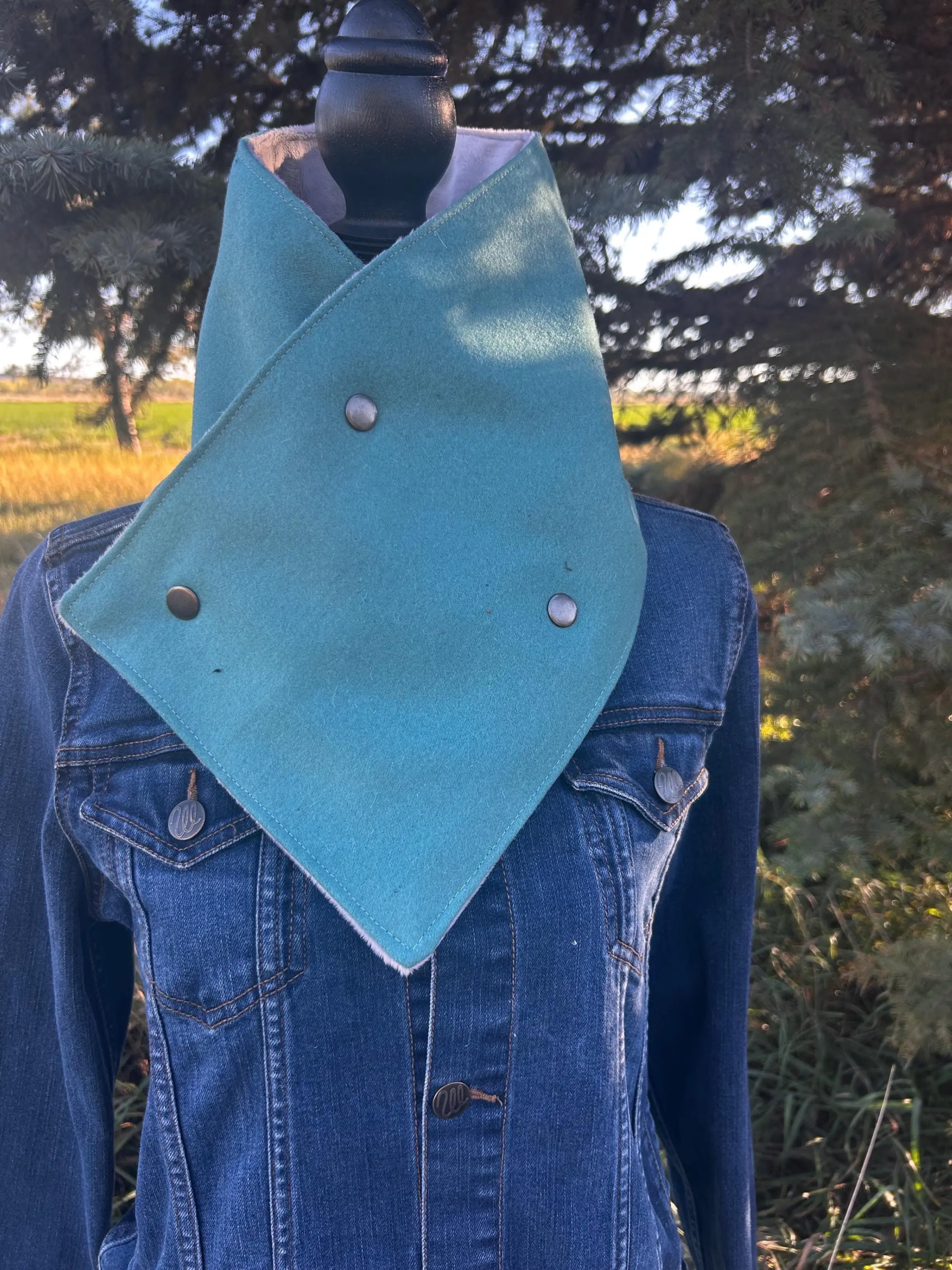 Western Wool Cowl Neck Warmer Rustic Bandana Scarf Accessory Winter Wildrag Ranch Style Country Neckerchief Buckaroo Cold Weather Wrap