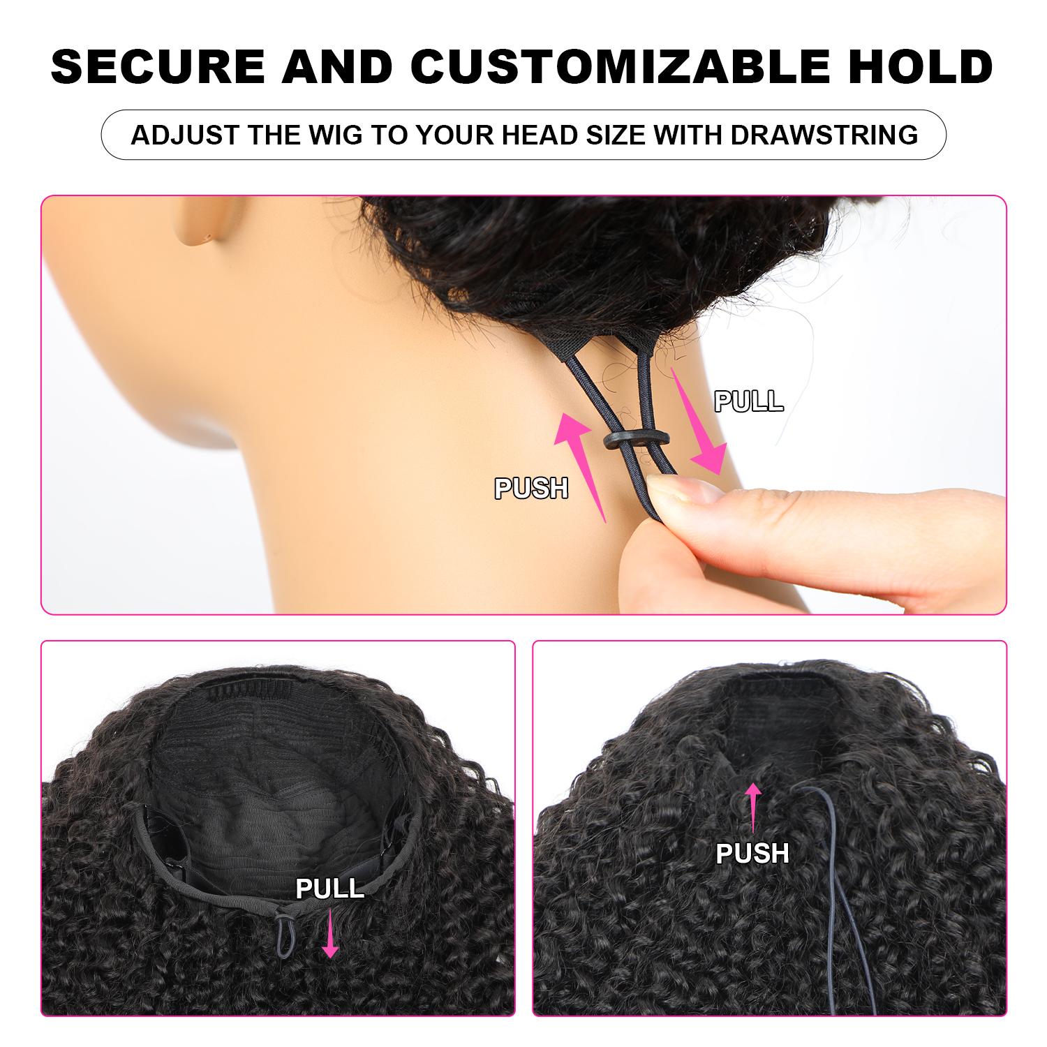 Reshine 3 In 1 Half Wigs Water Wave Human Hair Wigs For Beginners Glueless Wear Go Half Wigs With Drawstring Invisible Hairline Curly Hair Wigs#dealsforyoudays